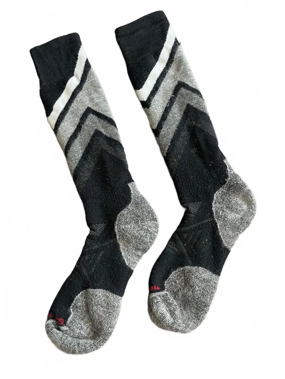 Smartwool PhD Ski Medium Pattern Socks with a gray & white chevron pattern top